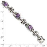 Shey Couture Sterling Silver Bracelet with 14K Accent Antiqued Cushion Amethyst, 7.5" view 3