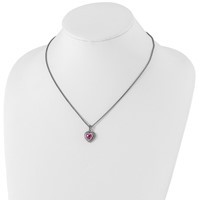 Shey Couture Sterling Silver Necklace with 14K Accent Antiqued Heart Bezel Created Pink Sapphire, 18" view 4