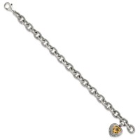 Shey Couture Sterling Silver Bracelet with 14K Accent Antiqued Citrine Heart, 7.5" view 2