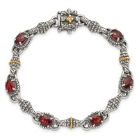 Shey Couture Sterling Silver Bracelet with 14K Accent Antiqued Oval Garnet, 7.25" view 5
