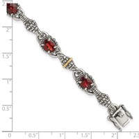 Shey Couture Sterling Silver Bracelet with 14K Accent Antiqued Oval Garnet, 7.25" view 3