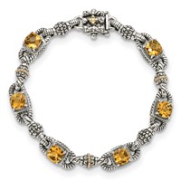 Shey Couture Sterling Silver Bracelet with 14K Accent Antiqued Cushion Citrine, 7.25" view 4