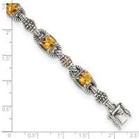 Shey Couture Sterling Silver Bracelet with 14K Accent Antiqued Cushion Citrine, 7.25" view 3