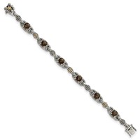 Shey Couture Sterling Silver Bracelet with 14K Accent Antiqued Cushion Checkerboard Smoky Quartz, 7.25" view 2