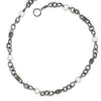 Shey Couture Sterling Silver Necklace with 14K Accent Antiqued 8-8.5mm Freshwater Cultured Pearl, 18.5" view 2