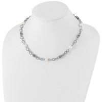Shey Couture Sterling Silver Necklace with 14K Accent Antiqued 8-8.5mm Freshwater Cultured Pearl, 18.5" view 3