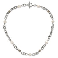 Shey Couture Sterling Silver Necklace with 14K Accent Antiqued 8-8.5mm Freshwater Cultured Pearl, 18.5" view 4