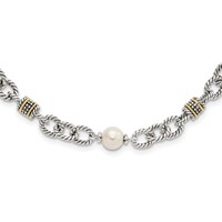 Shey Couture Sterling Silver Necklace with 14K Accent Antiqued 8-8.5mm Freshwater Cultured Pearl, 18.5" view 1