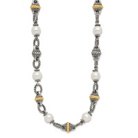 Shey Couture Sterling Silver Necklace with 14K Accent Antiqued 8mm Freshwater Cultured Pearl, 18" view 2