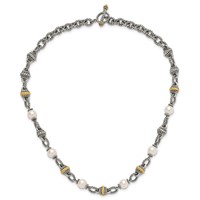 Shey Couture Sterling Silver Necklace with 14K Accent Antiqued 8mm Freshwater Cultured Pearl, 18" view 4