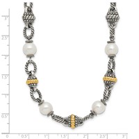 Shey Couture Sterling Silver Necklace with 14K Accent Antiqued 8mm Freshwater Cultured Pearl, 18" view 3