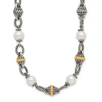 Shey Couture Sterling Silver Necklace with 14K Accent Antiqued 8mm Freshwater Cultured Pearl, 18" view 1