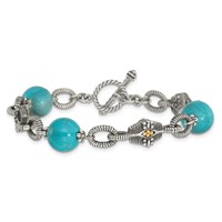 Shey Couture Sterling Silver Bracelet with 14K Accent Antiqued Reconstructed Turquoise, 7.25" view 4