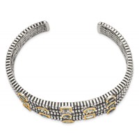 Shey Couture Sterling Silver Gold-tone Flash Gold-plated Antiqued Bezel Sky Blue Swiss and London Blue Topaz Cuff Bracelet view 2
