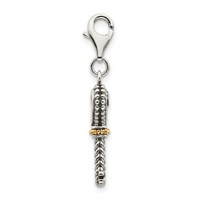 Shey Couture Sterling Silver Charm with 14K Accent Antiqued Heart Citrine Key with Lobster Clasp view 2