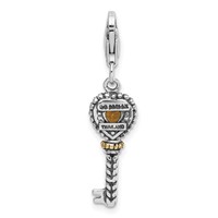 Shey Couture Sterling Silver Charm with 14K Accent Antiqued Heart Citrine Key with Lobster Clasp view 3