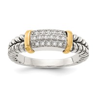 Shey Couture Sterling Silver Ring with 14K Accent Antiqued Diamond view 1