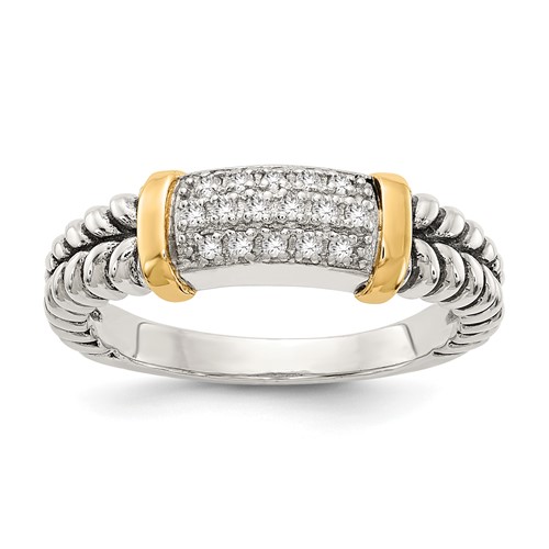 Shey Couture Sterling Silver Ring with 14K Accent Antiqued Diamond