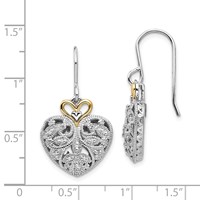 Shey Couture Sterling Silver Rhodium-plated Earrings with 14K Accent Diamond Shepherd Hook Dangle Vintage Heart view 4
