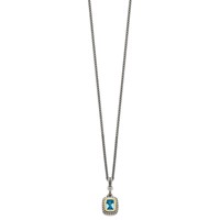 Shey Couture Sterling Silver Necklace with 14K Accent Antiqued Cushion Bezel Swiss Blue Topaz, 18" view 2