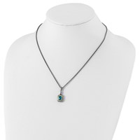Shey Couture Sterling Silver Necklace with 14K Accent Antiqued Cushion Bezel Swiss Blue Topaz, 18" view 4