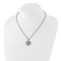 Shey Couture Sterling Silver Antiqued Necklace with 14K Accent Diamond Vintage Heart, 18" view 4