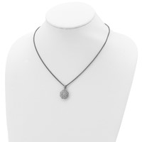 Shey Couture Sterling Silver Antiqued Necklace with 14K Accent Diamond Vintage Flower, 18" view 4