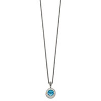 Shey Couture Sterling Silver Necklace with 14K Accent Antiqued Round Swiss Blue Topaz and Diamond, 18" view 2
