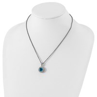 Shey Couture Sterling Silver Necklace with 14K Accent Antiqued Round Swiss Blue Topaz and Diamond, 18" view 4