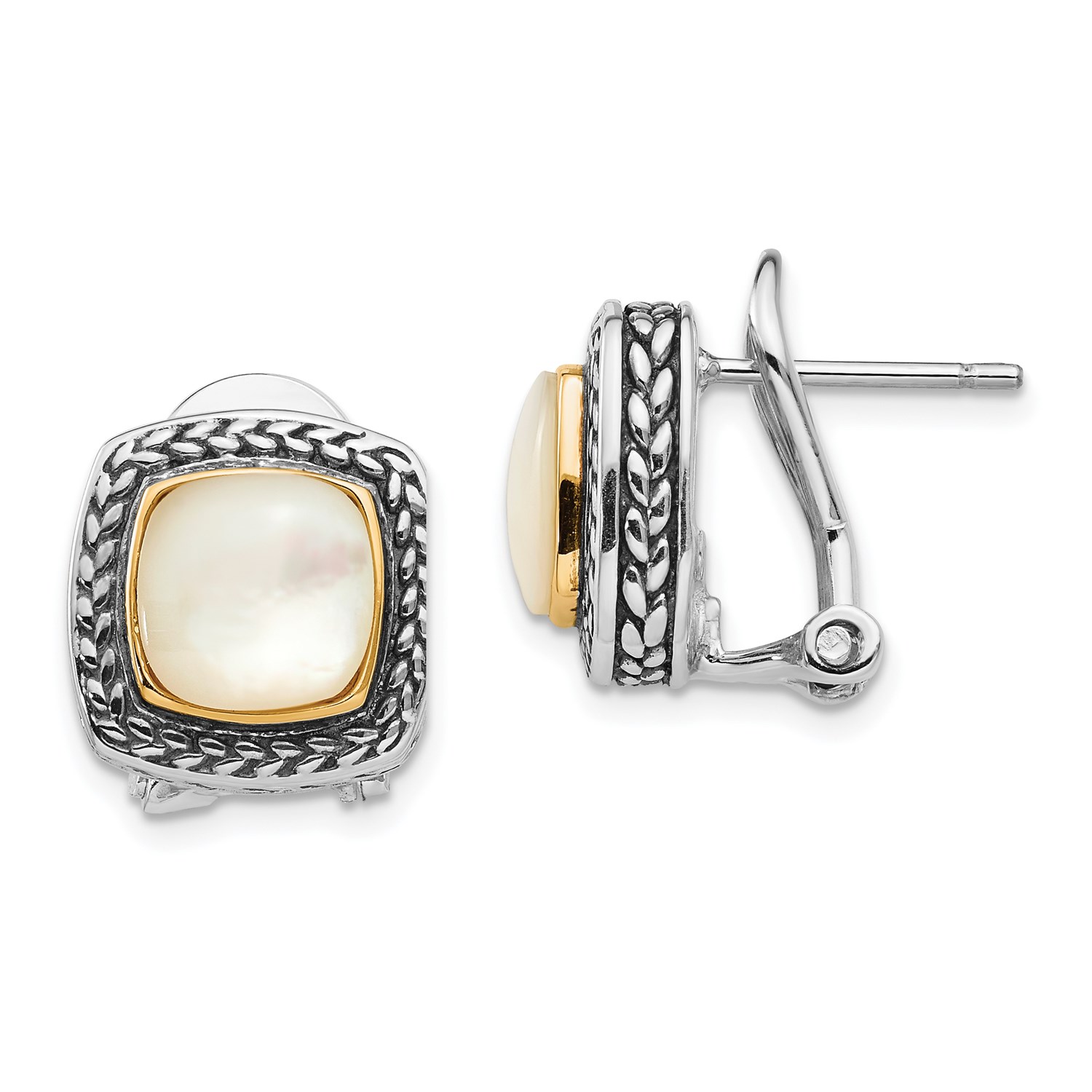 Mother Of Pearl Earrings In 14k Yellow Gold Sterling Silver Ebay Sterling Silver 14k Gold Mother Of Pearl Vintage Style Earrings 0 5inx0 5in