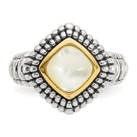 Shey Couture Sterling Silver Ring with 14K Accent Antiqued Mother of Pearl view 5