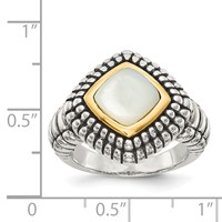 Shey Couture Sterling Silver Ring with 14K Accent Antiqued Mother of Pearl view 4