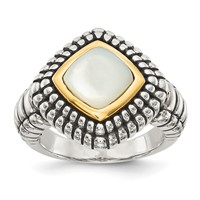 Shey Couture Sterling Silver Ring with 14K Accent Antiqued Mother of Pearl view 1