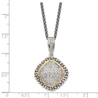Shey Couture Sterling Silver Necklace with 14K Accent Antiqued Diamond, 18" view 3