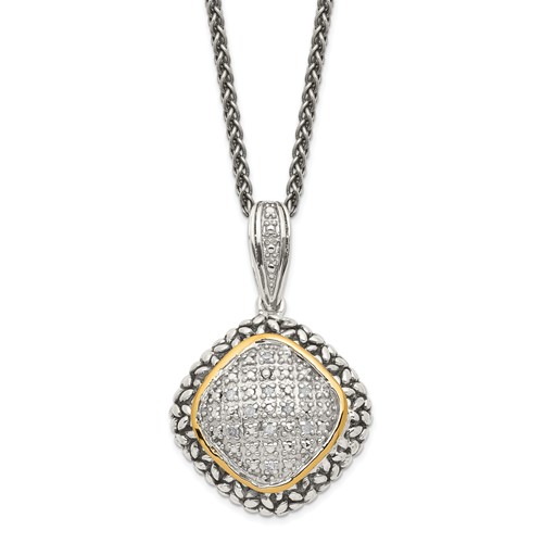 Shey Couture Sterling Silver Necklace with 14K Accent Antiqued Diamond, 18"