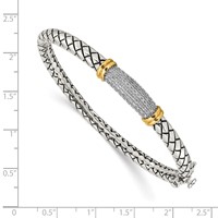 Shey Couture Sterling Silver Bracelet with 14K Accent Antiqued Diamond Hinged Bangle view 3