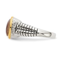 Shey Couture Sterling Silver Ring with 14K Accent Antiqued Black Mother of Pearl and Diamond view 3