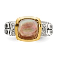 Shey Couture Sterling Silver Ring with 14K Accent Antiqued Black Mother of Pearl and Diamond view 5