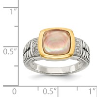 Shey Couture Sterling Silver Ring with 14K Accent Antiqued Black Mother of Pearl and Diamond view 4