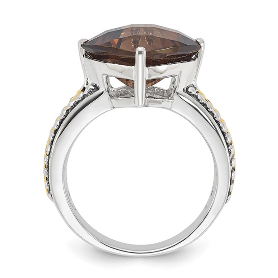 Sterling Silver w/14k Accent Antiqued Smoky Quartz Ring