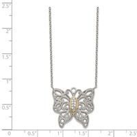 Shey Couture Sterling Silver Rhodium-plated Necklace with 14K Accent Diamond Butterfly, 18" view 2