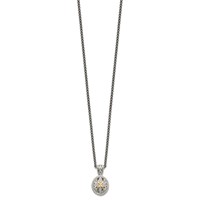 Shey Couture Sterling Silver Antiqued Necklace with 14K Accent Diamond, 18" view 2