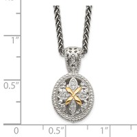 Shey Couture Sterling Silver Antiqued Necklace with 14K Accent Diamond, 18" view 3