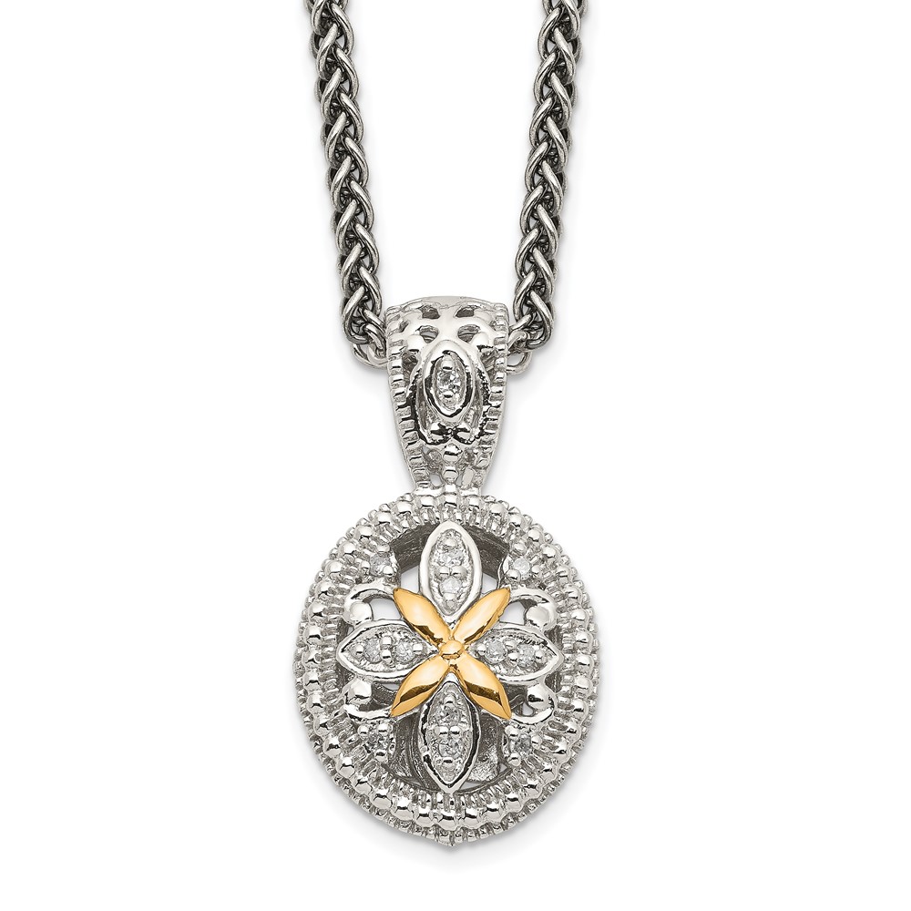 Shey Couture Sterling Silver Antiqued Necklace with 14K Accent Diamond, 18"