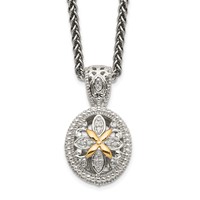 Shey Couture Sterling Silver Antiqued Necklace with 14K Accent Diamond, 18" view 1