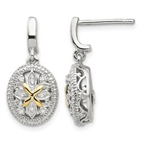 Shey Couture Sterling Silver Rhodium-plated Earrings with 14K Accent Diamond Post Dangle view 1
