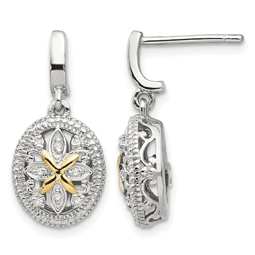Shey Couture Sterling Silver Rhodium-plated Earrings with 14K Accent Diamond Post Dangle