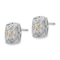 Shey Couture Sterling Silver Rhodium-plated Earrings with 14K Accent Diamond Post view 2