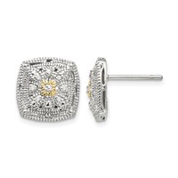 Shey Couture Sterling Silver Rhodium-plated Earrings with 14K Accent Diamond Post view 1