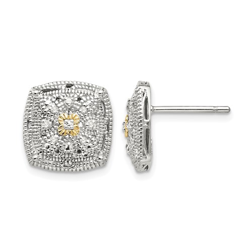 Shey Couture Sterling Silver Rhodium-plated Earrings with 14K Accent Diamond Post
